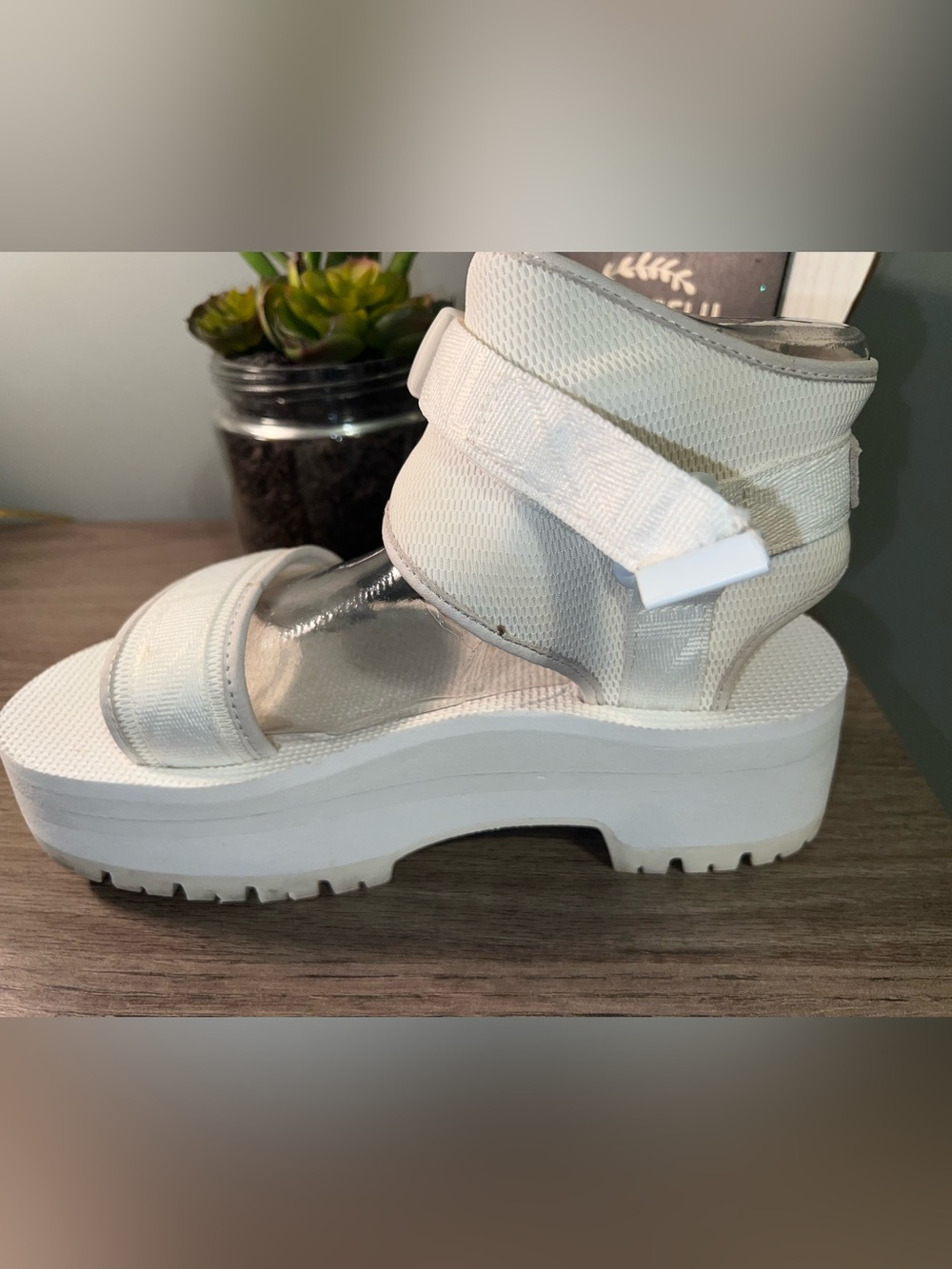 Teva White Chunky Platform Sandals with Adjustable Straps - Picture 3 of 16